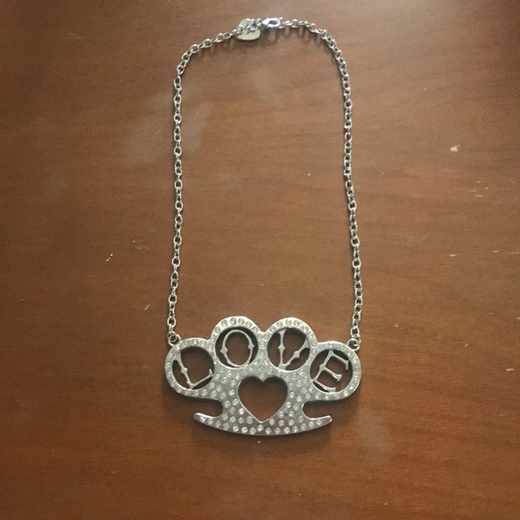 Jewelry - Oversized brass knuckle LOVE necklace